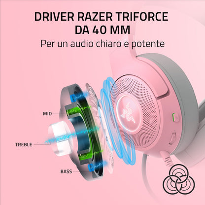 Razer RZ04-04730200-R3M1 hörlur och headset Kabel Huvudband Samtal/musik Rosa