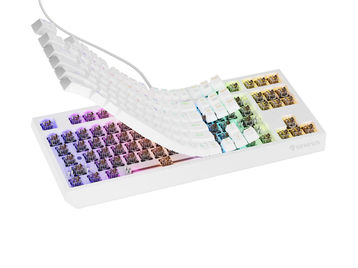 GENESIS Thor 230 TKL tangentbord Spela USB + RF Wireless + Bluetooth QWERTY Vit