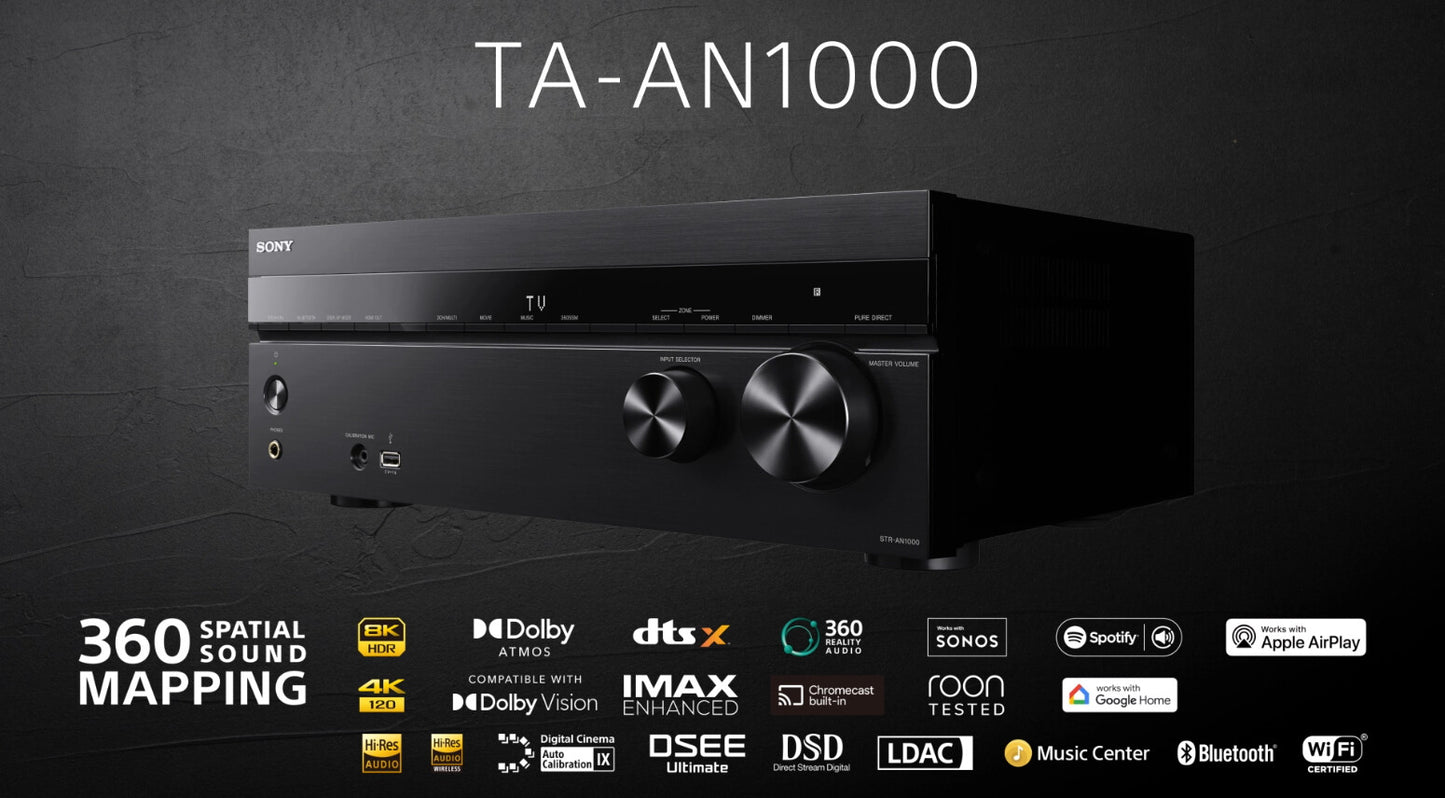 Sony TA-AN1000 165 W 7.2 kanaler Surround 3D kompatibilitet Svart