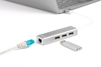 Digitus DA-70255 dockningsstationer för bärbara datorer USB 3.2 Gen 1 (3.1 Gen 1) Type-C Grå, Vit