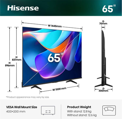 Hisense 65A6S 165,1 cm (65") 4K Ultra HD Smart-TV Wi-Fi Svart