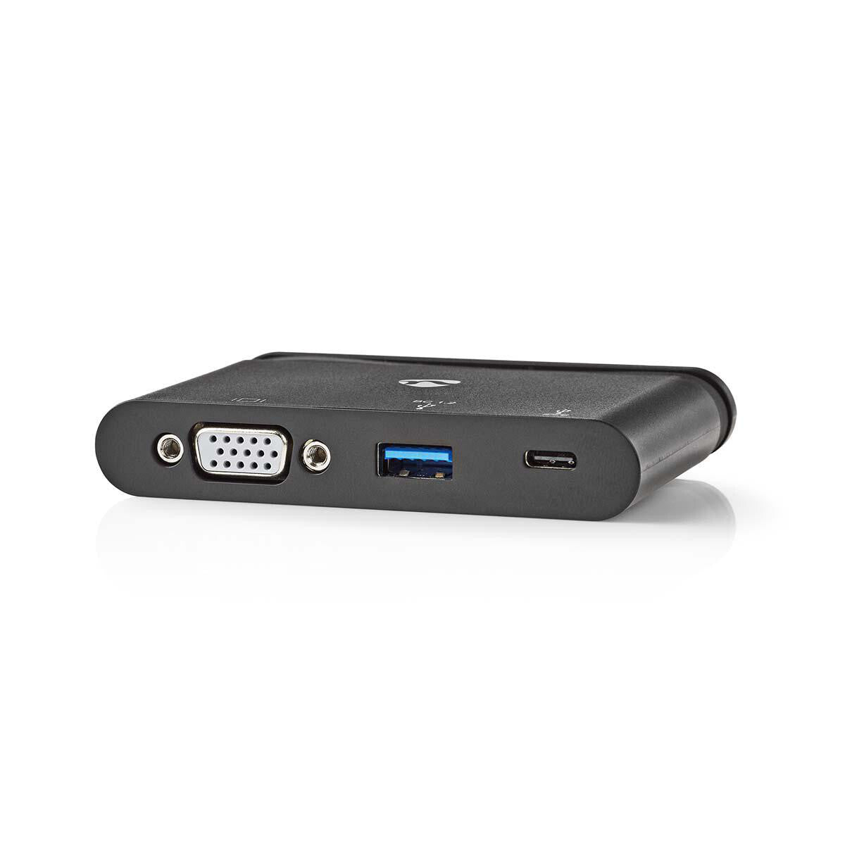 Nedis TCARF220BK dockningsstationer för bärbara datorer USB 3.2 Gen 1 (3.1 Gen 1) Type-C Svart