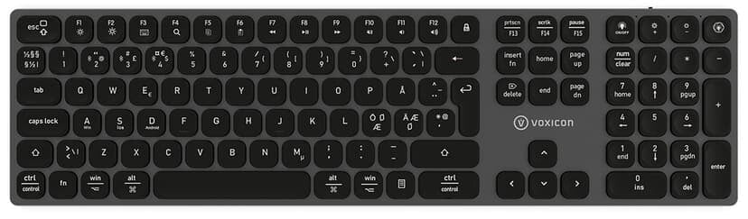 Voxicon DK-PX1-BT/B tangentbord Universal Bluetooth QWERTY Nordic Svart