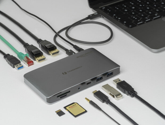DeLOCK 87777 dockningsstationer för bärbara datorer Kabel Thunderbolt 3 Grå