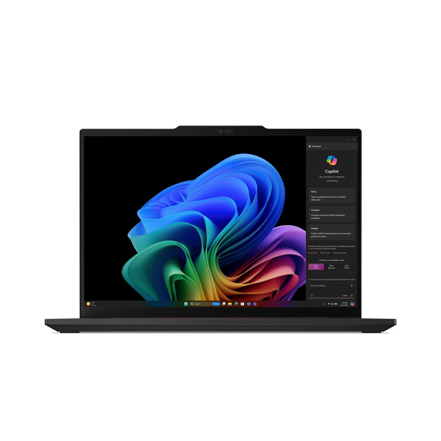 Lenovo ThinkPad T14s Gen 6 (Snapdragon) Copilot+ PC Qualcomm Snapdragon X1E-78-100 Bärbar dator 35,6 cm (14") WUXGA 32 GB LPDDR5x-SDRAM 1 TB SSD Wi-Fi 7 (802.11be) Windows 11 Pro Nordic Svart