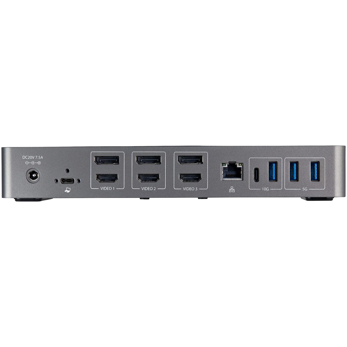 StarTech.com USB-C- och USB-A-dockningsstation - Universal hybriddockningsstation för trippla bildskärmar, DisplayPort och HDMI 4K 60 Hz - 85 W strömförsörjning, 6x USB-hubb, GbE, Ljud - USB 3.1 Gen. 2, 10 Gbit/sek