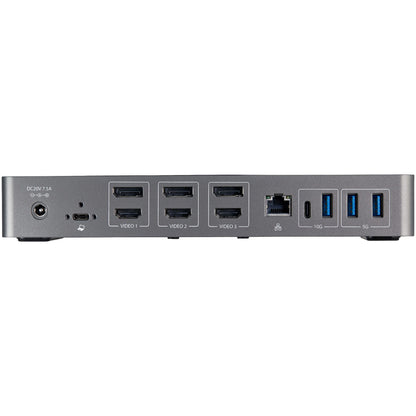 StarTech.com USB-C- och USB-A-dockningsstation - Universal hybriddockningsstation för trippla bildskärmar, DisplayPort och HDMI 4K 60 Hz - 85 W strömförsörjning, 6x USB-hubb, GbE, Ljud - USB 3.1 Gen. 2, 10 Gbit/sek