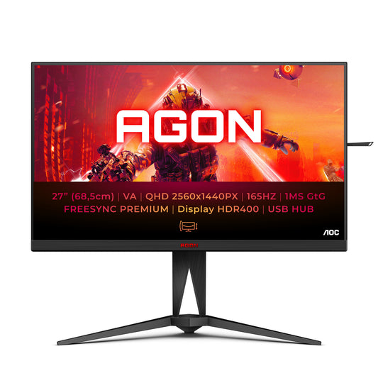 AOC AGON AG275QXN/EU LED display 68,6 cm (27") 2560 x 1440 pixlar Quad HD Svart, Röd