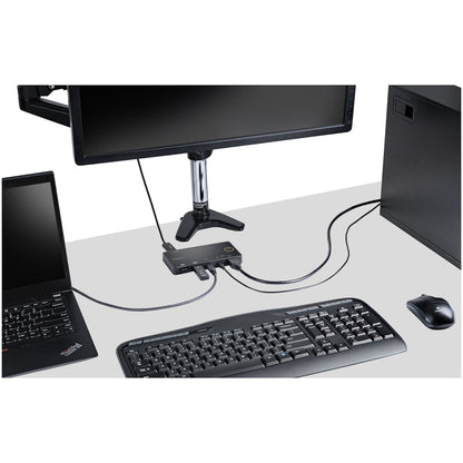 StarTech.com 2-ports hybrid USB-A + HDMI och USB-C KVM-switch - Enskild 4K 60 Hz HDMI 2.0-skärm - Kompakt HDMI KVM-switch för stationär/bärbar dator - USB-bussdriven - Thunderbolt 3-kompatibel