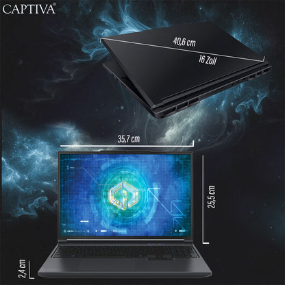 CAPTIVA 99480 bärbara datorer Intel® Core™ i9 i9-14900HX Bärbar dator 40,6 cm (16") WQXGA 16 GB DDR5-SDRAM SSD NVIDIA GeForce RTX 5070 Ti Wi-Fi 6 (802.11ax) Windows 11 Home tyska Svart