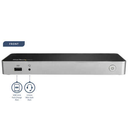 StarTech.com USB-C-dockningsstation för bärbara datorer med dubbla 4K-skärmar - 60W USB-strömförsörjning - SD-kortläsare