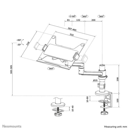 Neomounts DS20-425BL1 Ställ för bärbara datorer Arm till bärbara datorer Svart 43,9 cm (17.3")