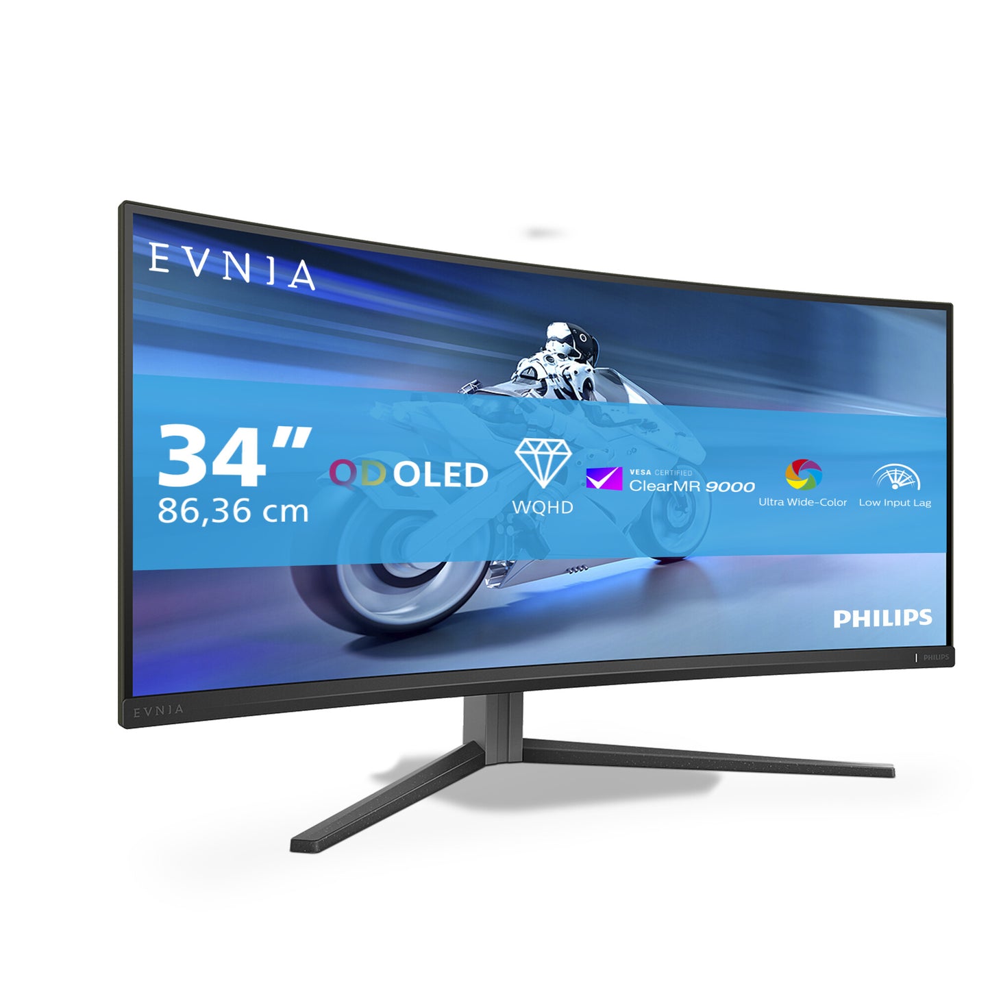 Philips Evnia 34M2C6500/00 platta pc-skärmar 86,4 cm (34") 3440 x 1440 pixlar Wide Quad HD QD-OLED Grå