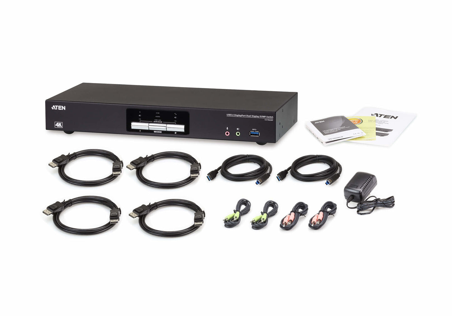 ATEN USB 3.0 4K DisplayPort Dual Display KVMP™-switch med 2 portar