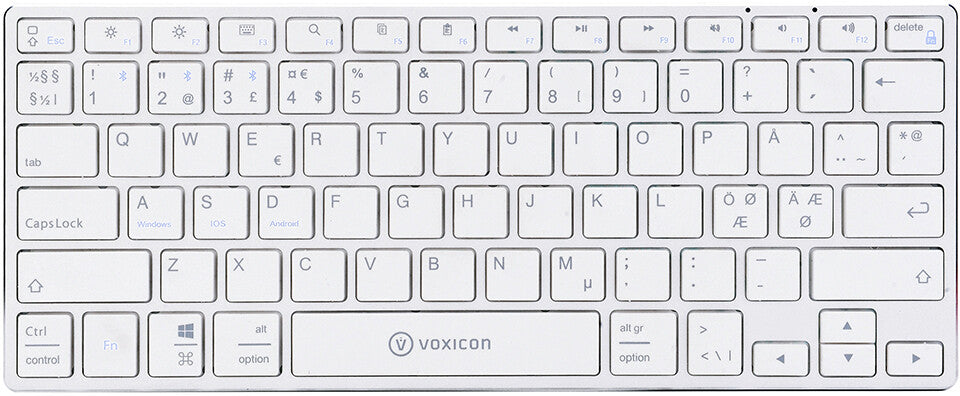 Voxicon Ultra-Slim BT 400 tangentbord Bluetooth Nordic Silver, Vit