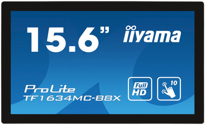 iiyama ProLite TF1634MC-B8X platta pc-skärmar 39,6 cm (15.6") 1920 x 1080 pixlar Full HD LED Pekskärm Flera användare Svart