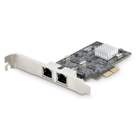 StarTech.com Nätverkskort med 2 portar 2,5 Gbps NBASE-T PCIe, Intel I225-V, nätverkskort för datorer med dubbla portar, Multi-Gigabit NIC, PCI Express Server LAN-kort, Ethernet-gränssnitt för stationära datorer