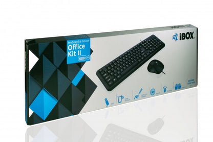 iBox OFFICE KIT II tangentbord Mus inkluderad USB QWERTY Engelsk Svart