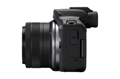 Canon EOS R50, Black + RF-S 18-45mm F4.5-6.3 IS STM Kit MILC 24,2 MP CMOS 6000 x 4000 pixlar Svart