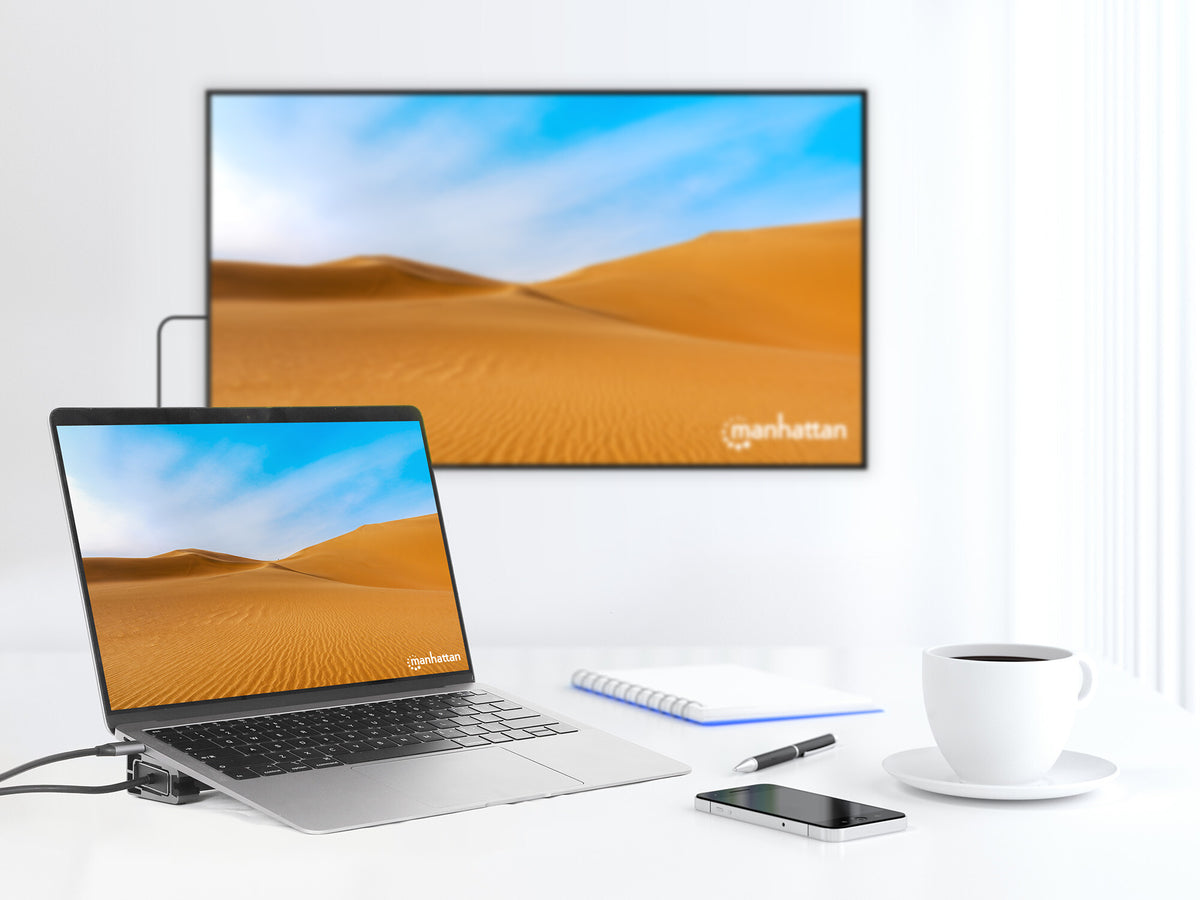 Manhattan 190398 dockningsstationer för bärbara datorer Kabel USB 3.2 Gen 1 (3.1 Gen 1) Type-C Grå