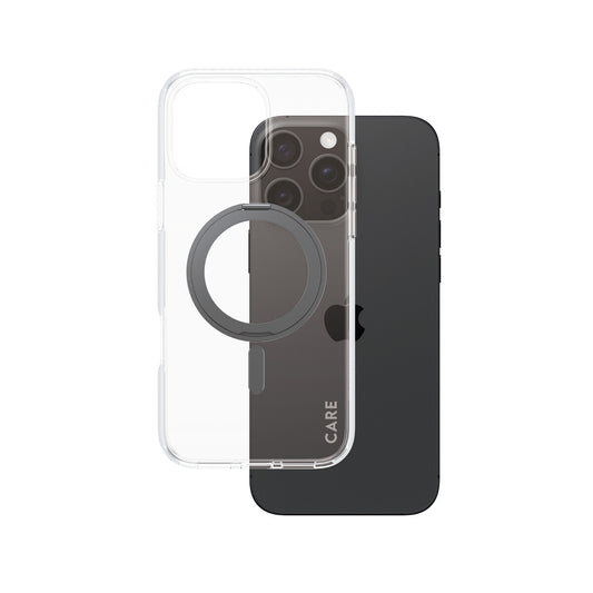 PanzerGlass CARE by ® Feature Case Transparent w. Black Kickstand & MagSafe iPhone 16 Pro Max mobiltelefonfodral Omslag Svart