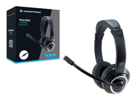 Conceptronic POLONA02B hörlur och headset Kabel Huvudband Spela Svart