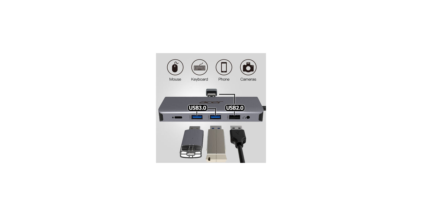 Acer 12-in-1 Type-C Dongle Kabel USB 3.2 Gen 1 (3.1 Gen 1) Type-C Silver