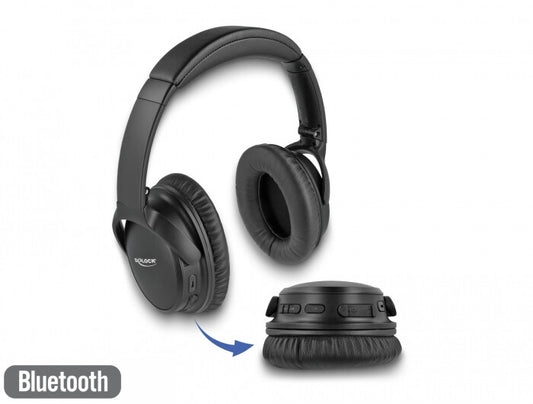 DeLOCK 27181 hörlur och headset Kabel & Trådlös Huvudband Samtal/musik Micro-USB Bluetooth Svart