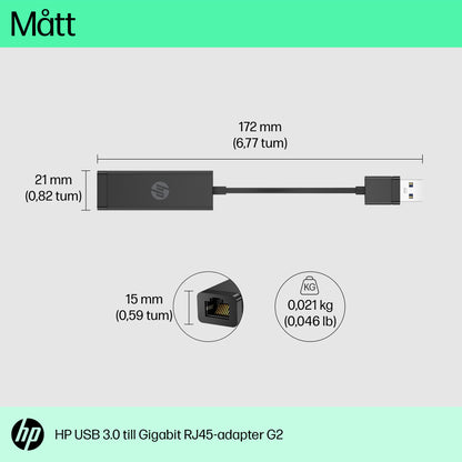 HP USB 3.0 till Gigabit RJ45-adapter G2