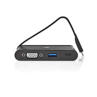 Nedis TCARF220BK dockningsstationer för bärbara datorer USB 3.2 Gen 1 (3.1 Gen 1) Type-C Svart