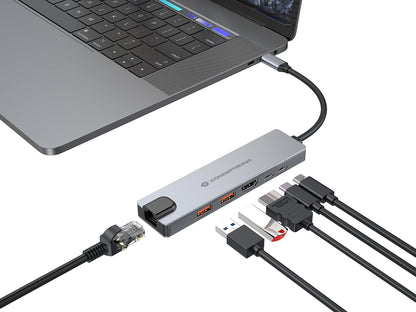 Conceptronic DONN29G dockningsstationer för bärbara datorer Kabel USB 3.2 Gen 2 (3.1 Gen 2) Type-C Grå
