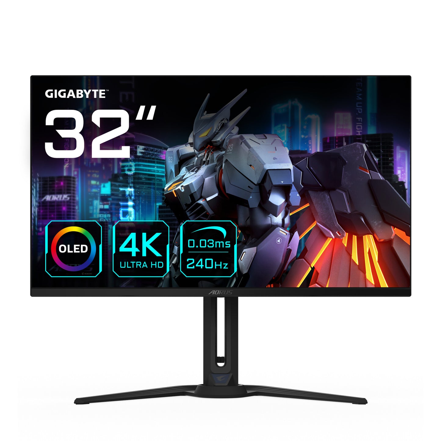GIGABYTE FO32U2 platta pc-skärmar 80 cm (31.5") 3840 x 2160 pixlar 4K Ultra HD OLED Svart