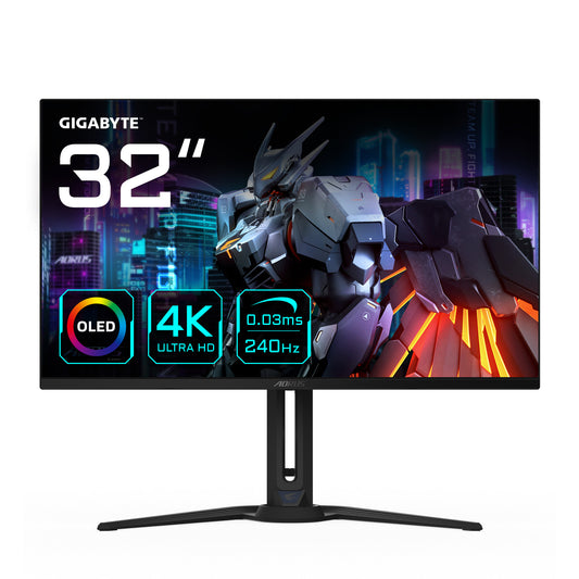 GIGABYTE FO32U2 platta pc-skärmar 80 cm (31.5") 3840 x 2160 pixlar 4K Ultra HD OLED Svart