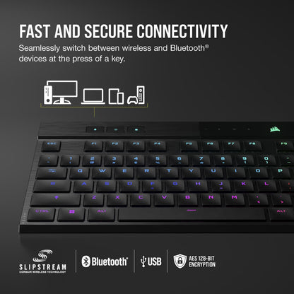 Corsair K100 AIR tangentbord Spela USB + RF Wireless + Bluetooth QWERTY Nordic Svart