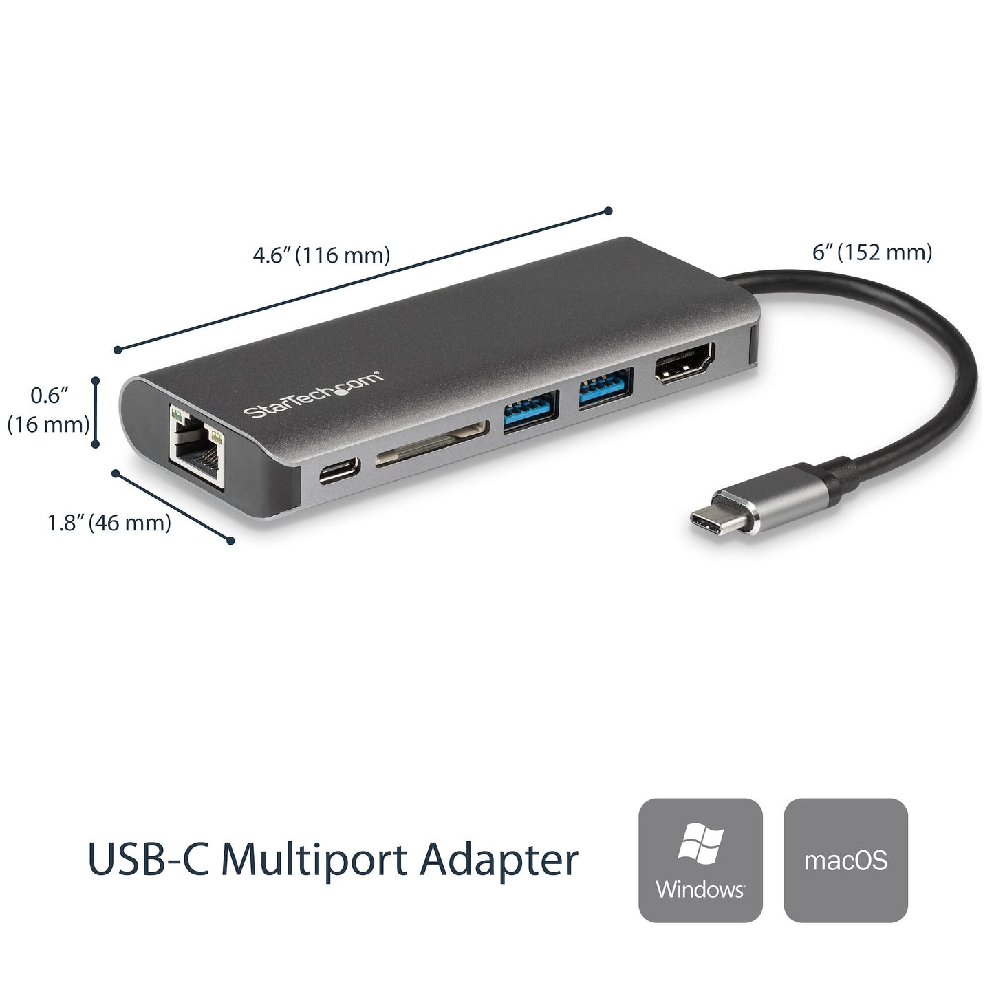 StarTech.com USB-C Multiport Adapter - SD-kortläsare - Power Delivery - 4K HDMI - GbE - 2x USB 3.0