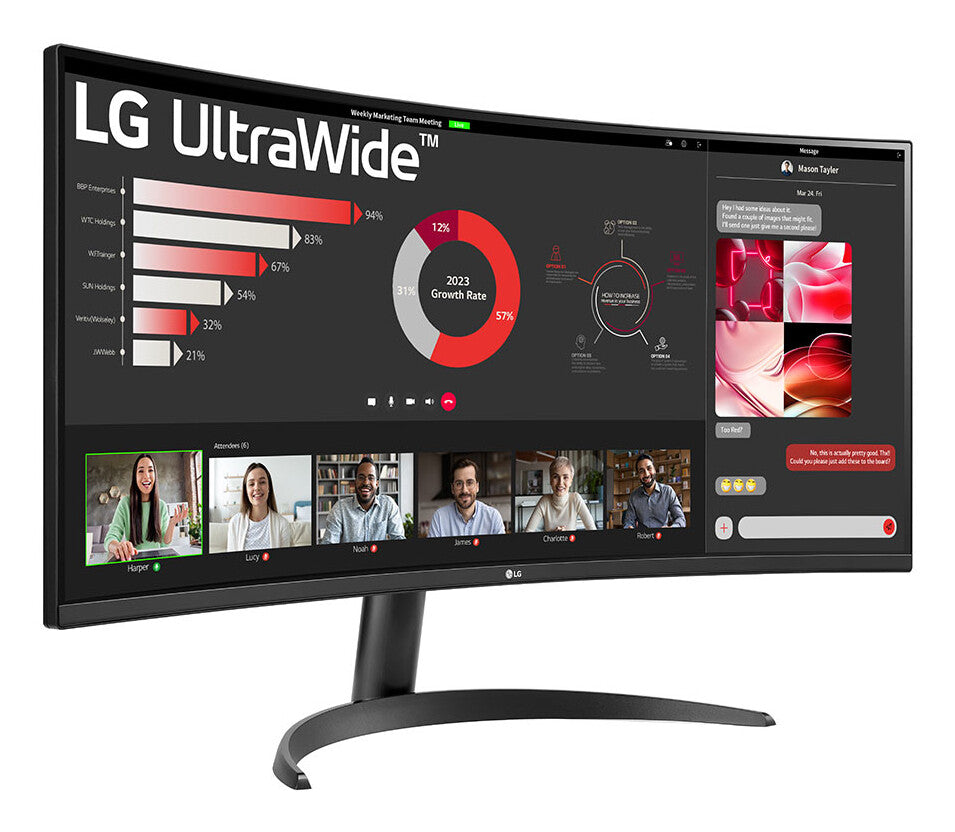 LG 34WR50QK-B platta pc-skärmar 86,4 cm (34") 3440 x 1440 pixlar Wide Quad HD Svart