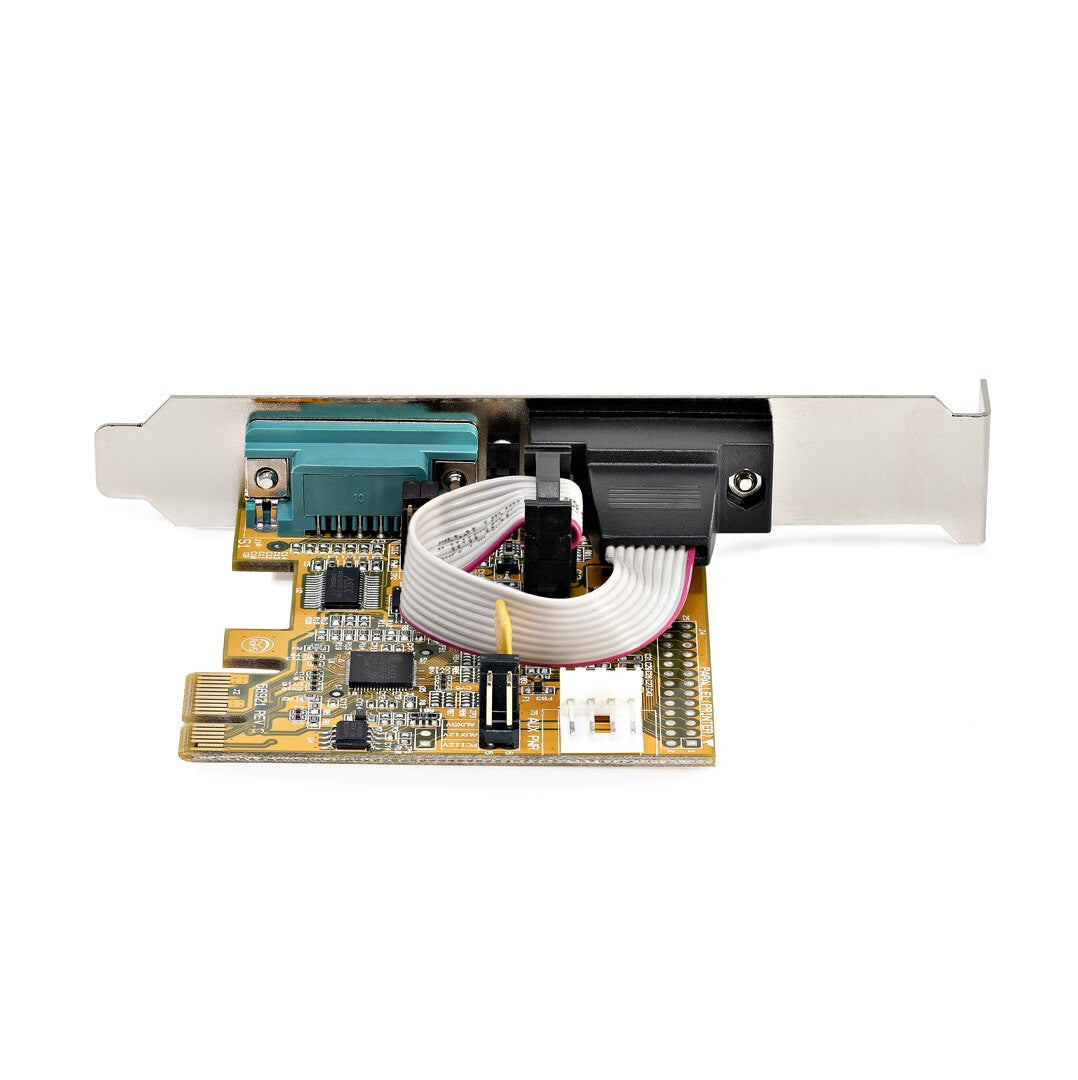 StarTech.com Seriellt gränssnittskort med 2 portar för PCI Express, seriellt kort med dubbla portar från PCIe till RS232 (DB9), 16C1050 UART, fästen med låg-/helprofil, COM-retention, för Windows/Linux