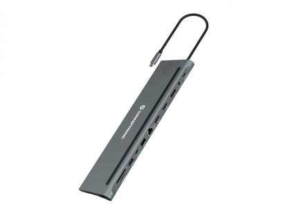 Conceptronic DONN17G dockningsstationer för bärbara datorer Kabel USB 3.2 Gen 1 (3.1 Gen 1) Type-C Grå