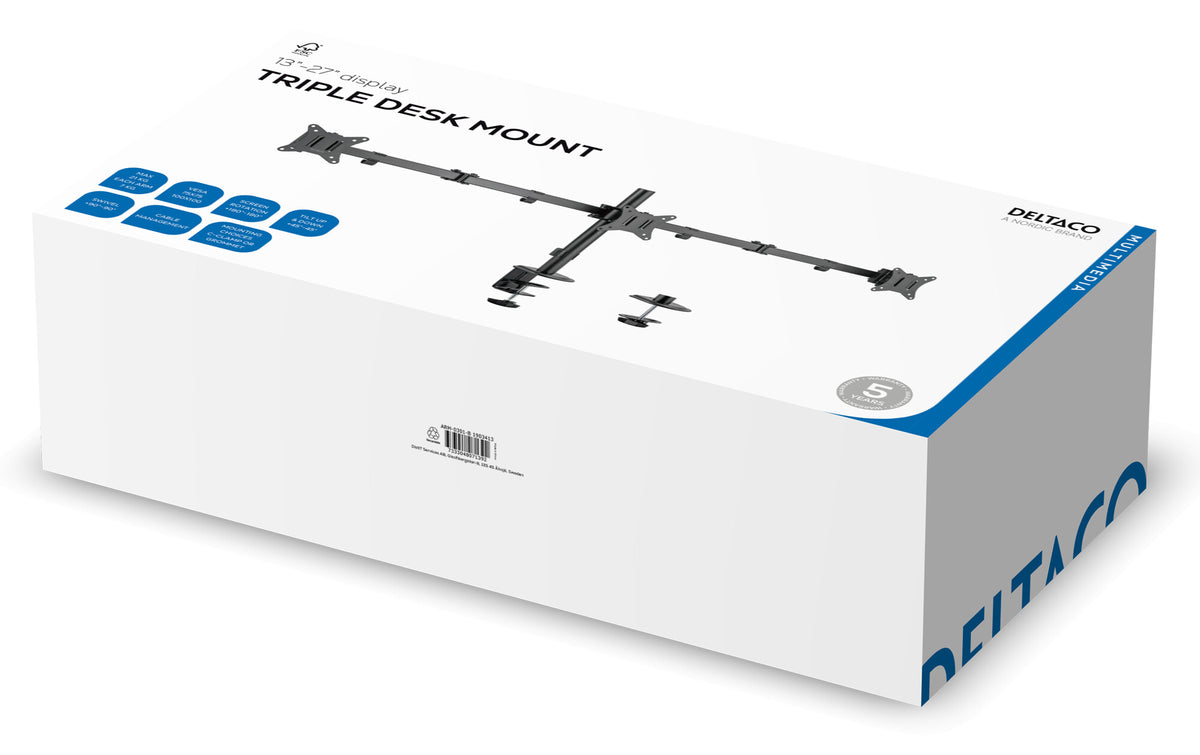 Deltaco ARM-0301-B tv-fäste 68,6 cm (27") Svart