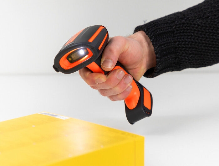DeLOCK 90556 streckkodsläsare Handhållen steckkodsläsare 1D/2D CMOS Svart, Orange