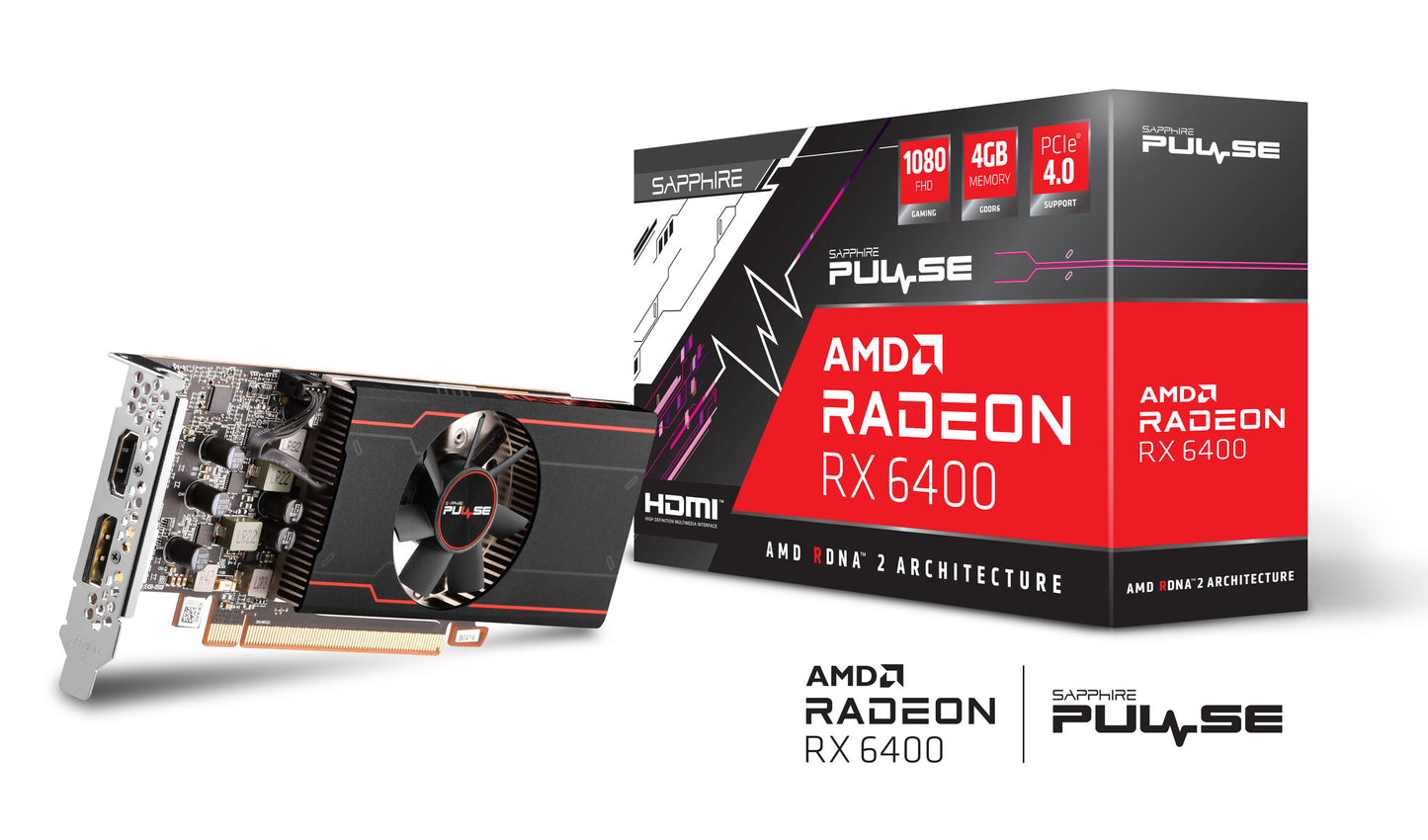 Sapphire PULSE 11315-01-20G grafikkort AMD Radeon RX 6400 4 GB GDDR6