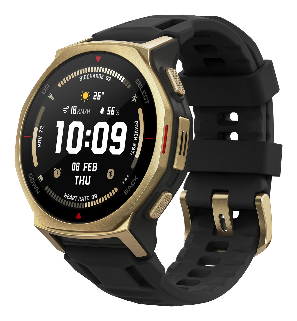 Amazfit T-rex 3 Pro 3,35 cm (1.32") AMOLED 44 mm Digital 466 x 466 pixlar Pekskärm Guld Wi-Fi GPS