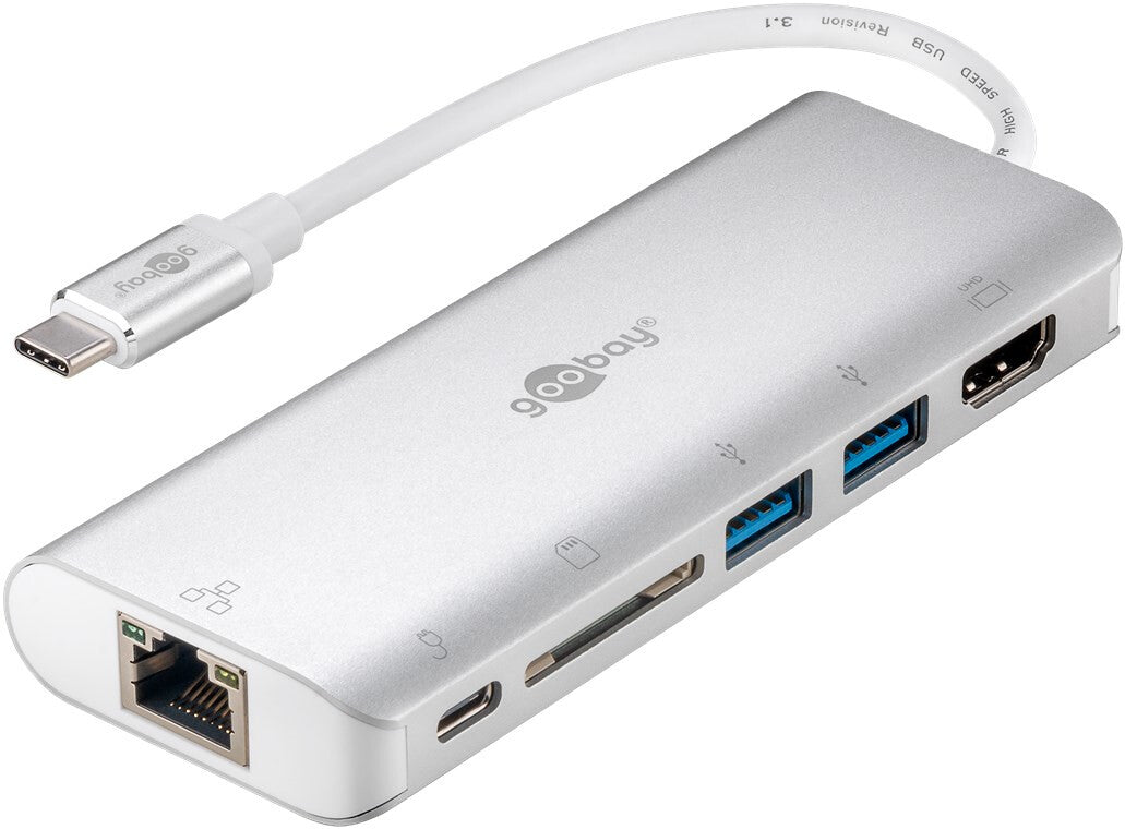 Goobay 76788 dockningsstationer för bärbara datorer USB Type-C Silver