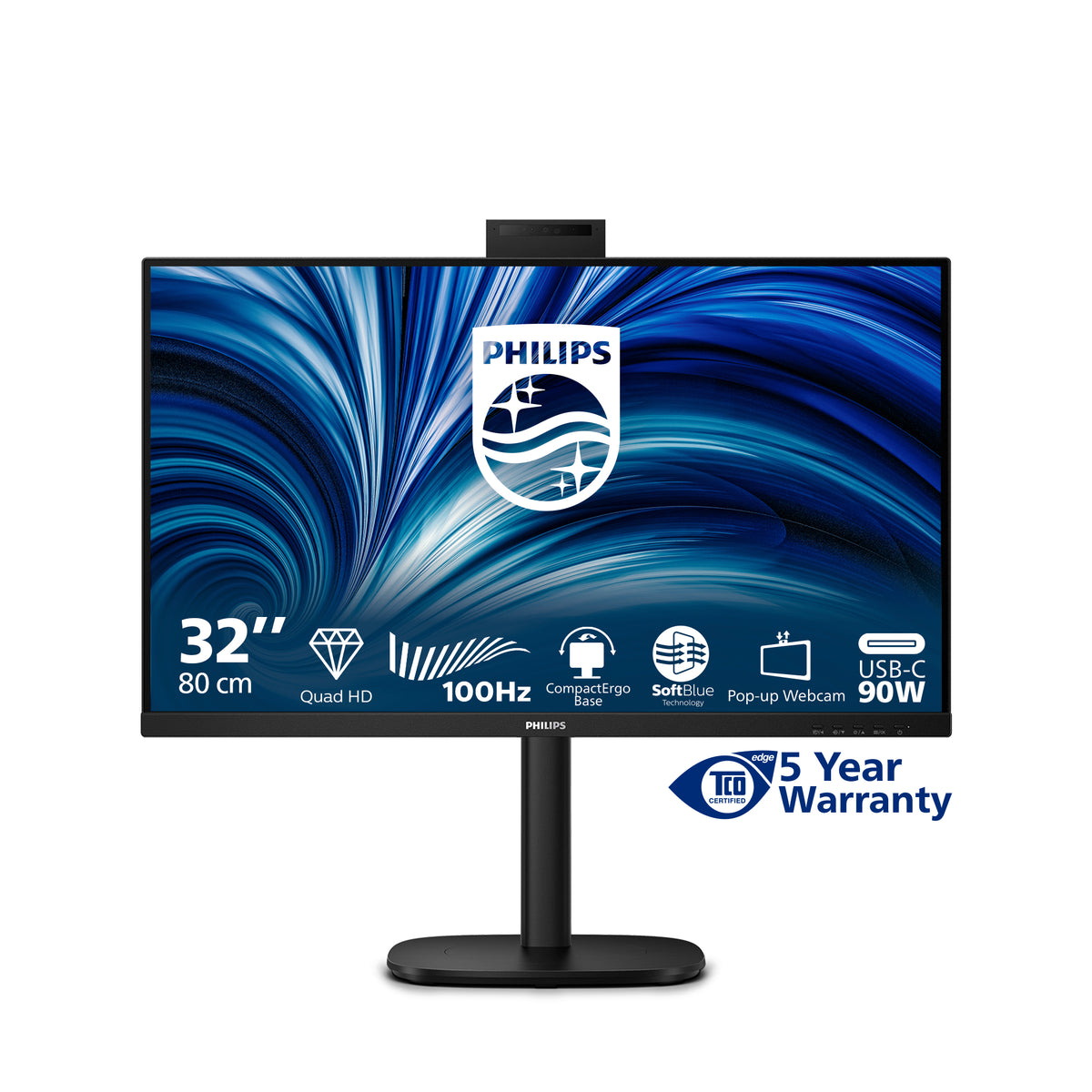 Philips 3000 series 32B2U3601H/00 platta pc-skärmar 80 cm (31.5") 2560 x 1440 pixlar Quad HD LCD Svart