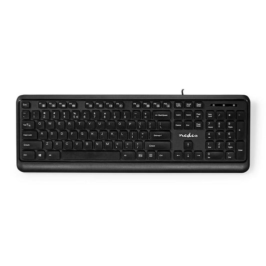Nedis KBMU200BKUS tangentbord Kontor USB QWERTY Amerikanskt internationellt Svart