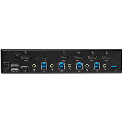 StarTech.com 4-ports HDMI KVM-switch - En skärm 4K 60 Hz Ultra HD HDR - Desktop HDMI 2.0 KVM-switch med 2 portar USB 3.0-hubb (5 Gbit/s) och 4x USB 2.0 HID, ljud - Snabbtangenter för omkoppling - TAA