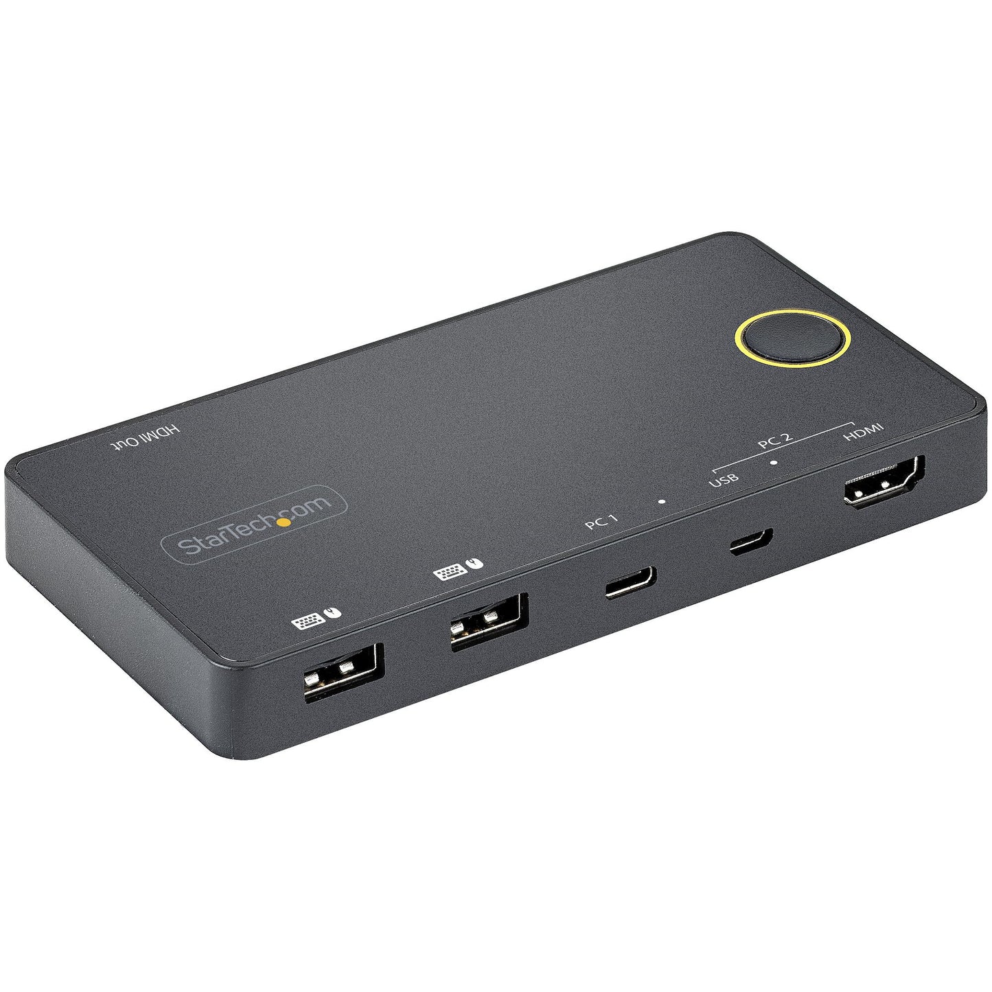 StarTech.com 2-ports hybrid USB-A + HDMI och USB-C KVM-switch - Enskild 4K 60 Hz HDMI 2.0-skärm - Kompakt HDMI KVM-switch för stationär/bärbar dator - USB-bussdriven - Thunderbolt 3-kompatibel