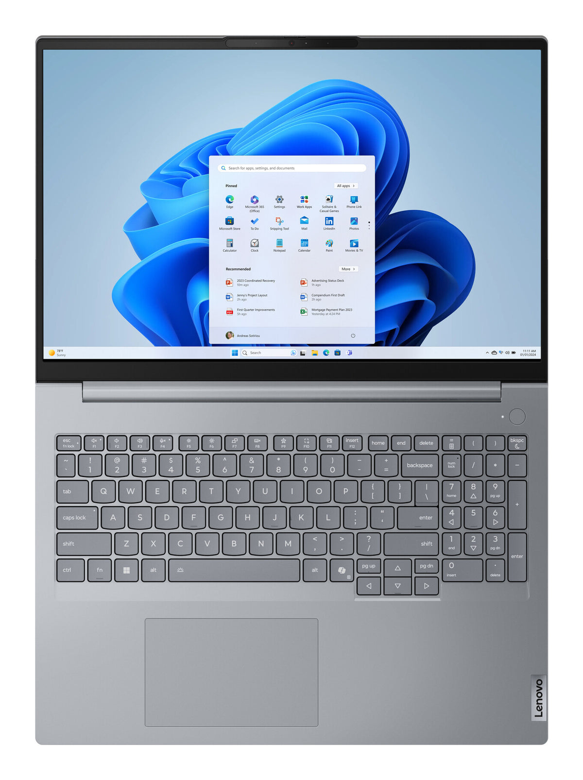 Lenovo ThinkBook 16 G8 IAL Intel Core Ultra 9 185H Bärbar dator 40,6 cm (16") WUXGA 16 GB DDR5-SDRAM 512 GB SSD Wi-Fi 6E (802.11ax) Windows 11 Pro Nordic Grå