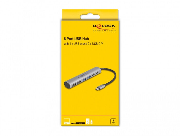 DeLOCK 64232 dockningsstationer för bärbara datorer Kabel USB 3.2 Gen 1 (3.1 Gen 1) Type-A + Type-C Grå