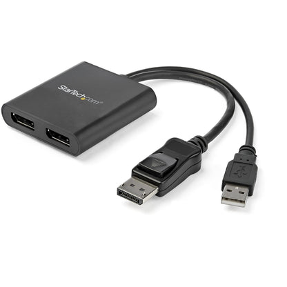 StarTech.com DisplayPort 1.2-splitter för dubbla bildskärmar, DisplayPort till 2x DP-adapter för flera bildskärmar, dubbel 4K 30 Hz eller 1080p 60 Hz MST-hubb för dator, USB-bussdriven - Endast för Windows